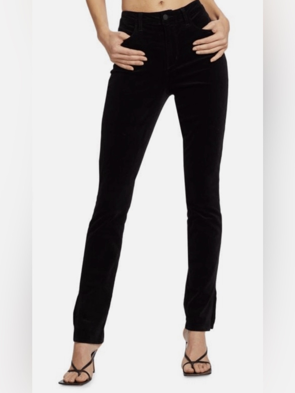 L'AGENCE Black Josie Velvet Skinny Pants Size 25